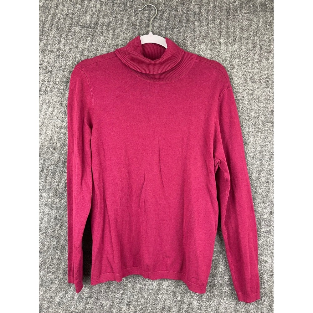 Chico's Turtleneck Sweater Women Size 2 - Large Magenta Pink Long Sleeve Knit